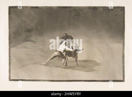 Art inspiré par la planche 15 de la 'Tauromaquia': Le célèbre Martincho place les banderillas jouant le taureau avec le mouvement de son corps., 1816, Etching, burnished aquatint, drypoint et burin, Plaque : 9 3/4 × 13 7/8 po (24,7 × 35,2 cm), Prints, Goya (Francisco de Goya y Lucientes, oeuvres classiques modernisées par Artotop avec une touche de modernité. Formes, couleur et valeur, impact visuel accrocheur sur l'art émotions par la liberté d'œuvres d'art d'une manière contemporaine. Un message intemporel qui cherche une nouvelle direction créative. Artistes qui se tournent vers le support numérique et créent le NFT Artotop Banque D'Images