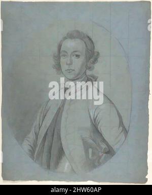 Art inspiré par Oval, buste-longueur Portrait Study of a Young Man, ca. 1740–60, craies noires et blanches et graphite sur papier bleu, carré en graphite, feuille: 13 1/4 x 11 po. (33,6 x 28 cm), dessins, cercle de Joseph van Aken (flamand, Anvers (?) env. 1699–1749 Londres (active, œuvres classiques modernisées par Artotop avec une touche de modernité. Formes, couleur et valeur, impact visuel accrocheur sur l'art émotions par la liberté d'œuvres d'art d'une manière contemporaine. Un message intemporel qui cherche une nouvelle direction créative. Artistes qui se tournent vers le support numérique et créent le NFT Artotop Banque D'Images