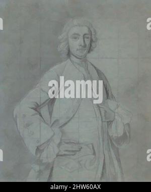 Art inspiré par l'étude de portrait d'un homme en demi-longueur, ca. 1740–60, craies noires et blanches et graphite sur papier bleu, carré en graphite, feuille: 9 5/16 x 7 13/16 po. (23,6 x 19,9 cm), dessins, cercle de Joseph van Aken (flamand, Anvers (?) env. 1699–1749 Londres (active, œuvres classiques modernisées par Artotop avec une touche de modernité. Formes, couleur et valeur, impact visuel accrocheur sur l'art émotions par la liberté d'œuvres d'art d'une manière contemporaine. Un message intemporel qui cherche une nouvelle direction créative. Artistes qui se tournent vers le support numérique et créent le NFT Artotop Banque D'Images