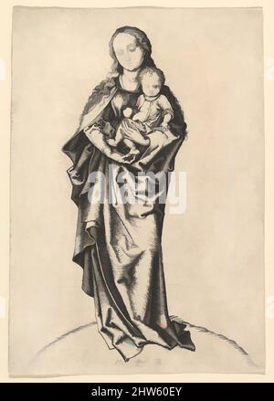 Art inspiré par la Vierge à l'enfant avec une pomme, 15th siècle, gravure, estampes, Martin Schongauer (allemand, Colmar ca. 1435/50–1491 Breisach, œuvres classiques modernisées par Artotop avec une touche de modernité. Formes, couleur et valeur, impact visuel accrocheur sur l'art émotions par la liberté d'œuvres d'art d'une manière contemporaine. Un message intemporel qui cherche une nouvelle direction créative. Artistes qui se tournent vers le support numérique et créent le NFT Artotop Banque D'Images