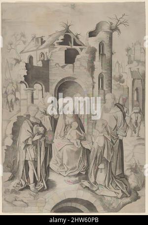 Art inspiré par l'adoration des Magi, fin du 15th siècle, gravure, estampes, Maître IAM de Zwolle (Netherlandish, active ca. 1470–95, œuvres classiques modernisées par Artotop avec une touche de modernité. Formes, couleur et valeur, impact visuel accrocheur sur l'art émotions par la liberté d'œuvres d'art d'une manière contemporaine. Un message intemporel qui cherche une nouvelle direction créative. Artistes qui se tournent vers le support numérique et créent le NFT Artotop Banque D'Images