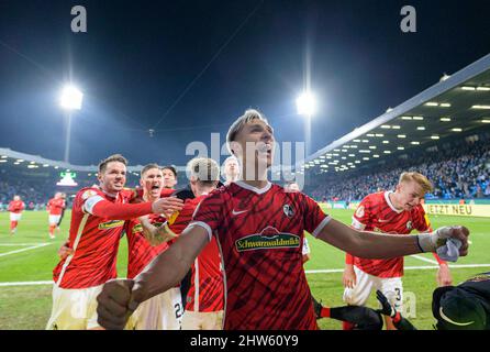 Finale jubilation FR, Nico SCHLOTTERBECK (FR) en avant de la coupe DFB football quart de finale, VfL Bochum (BO) - SC Freiburg (FR), le 2nd mars 2022 à Bochum/ Allemagne. Â Banque D'Images