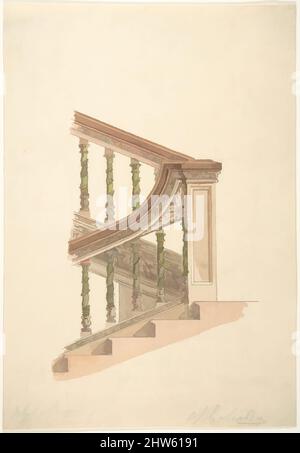 Art inspiré par le détail de l'escalier à Gerrard? House, Gerrard Street, Soho, Londres, 1825–71, feuille : 10 13/16 x 7 3/8 po (27,4 x 18,8 cm, œuvres classiques modernisées par Artotop avec une touche de modernité. Formes, couleur et valeur, impact visuel accrocheur sur l'art émotions par la liberté d'œuvres d'art d'une manière contemporaine. Un message intemporel qui cherche une nouvelle direction créative. Artistes qui se tournent vers le support numérique et créent le NFT Artotop Banque D'Images