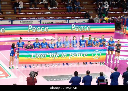 Novara, Italie. 03rd mars 2022. Igor Gorgonzola Novara pendant Igor Gorgonzola Novara vs Prosecco Doc Imoco Volley Conegliano, Volleyball Italien série A1 Match féminin à Novara, Italie, Mars 03 2022 crédit: Agence de photo indépendante/Alamy Live News Banque D'Images