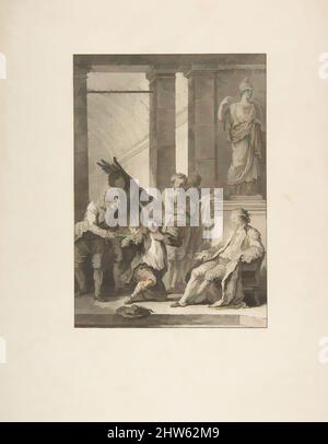 Art inspiré par le Paysan qui avait offense son Seigneur, de Contes et nouvelles en vers par Jean de la Fontaine. A Paris, de l'imprimerie de P. Didot, l'an III de la République, 1795, publié en 1795, Etching et gravure; deuxième état de trois (Cohen), feuille: 14 × 10 1/8 po. (35, œuvres classiques modernisées par Artotop avec une touche de modernité. Formes, couleur et valeur, impact visuel accrocheur sur l'art émotions par la liberté d'œuvres d'art d'une manière contemporaine. Un message intemporel qui cherche une nouvelle direction créative. Artistes qui se tournent vers le support numérique et créent le NFT Artotop Banque D'Images