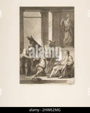 Art inspiré par le Paysan qui avait offense son Seigneur, de Contes et nouvelles en vers par Jean de la Fontaine. A Paris, de l'imprimerie de P. Didot, l'an III de la République, 1795, publié en 1795, Etching et gravure; troisième état de trois (Cohen), feuille : 12 5/16 × 10 po. (31, œuvres classiques modernisées par Artotop avec une touche de modernité. Formes, couleur et valeur, impact visuel accrocheur sur l'art émotions par la liberté d'œuvres d'art d'une manière contemporaine. Un message intemporel qui cherche une nouvelle direction créative. Artistes qui se tournent vers le support numérique et créent le NFT Artotop Banque D'Images