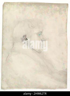 Art inspiré par Portrait of a Man in Profile, 19th Century, Graphite, feuille : 18 1/2 x 14 po. (47 x 35,6 cm), dessins, Cornelius Varley (British, London 1781–1873 London), avant l'invention de la photographie, les artistes utilisaient souvent des outils optiques pour aider. Cornelius Varley, qui était un, des œuvres classiques modernisées par Artotop avec un peu de modernité. Formes, couleur et valeur, impact visuel accrocheur sur l'art émotions par la liberté d'œuvres d'art d'une manière contemporaine. Un message intemporel qui cherche une nouvelle direction créative. Artistes qui se tournent vers le support numérique et créent le NFT Artotop Banque D'Images