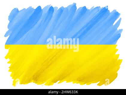 drapeau d'ourkraine peint avec aquarelle bleue et jaune Banque D'Images