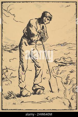 Art inspiré par l'homme reposant sur une bêtade, 1874, Woodcut sur du papier lassé fin ; état uniquement, bloc : 7 3/8 x 5 3/16 po. (18,8 x 13,2 cm), estampes, gravées par Pierre Millet (français, œuvres classiques modernisées par Artotop avec une touche de modernité. Formes, couleur et valeur, impact visuel accrocheur sur l'art émotions par la liberté d'œuvres d'art d'une manière contemporaine. Un message intemporel qui cherche une nouvelle direction créative. Artistes qui se tournent vers le support numérique et créent le NFT Artotop Banque D'Images