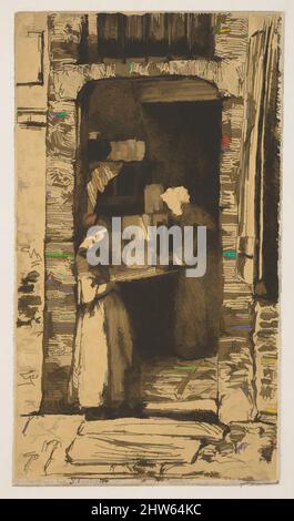 Art inspiré par la Marchande de mougarde, 1858, Etching; troisième état de cinq (Glasgow); encre noire sur chine Havane sur papier blanc à colombe (colline de chine), plaque: 6 1/4 x 3 7/16 po. (15,8 x 8,8 cm), Prints, James McNeill Whistler (American, Lowell, Massachusetts 1834–1903 London, Classic œuvres modernisées par Artotop avec une touche de modernité. Formes, couleur et valeur, impact visuel accrocheur sur l'art émotions par la liberté d'œuvres d'art d'une manière contemporaine. Un message intemporel qui cherche une nouvelle direction créative. Artistes qui se tournent vers le support numérique et créent le NFT Artotop Banque D'Images