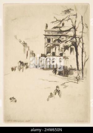 Art inspiré par Fitzroy Square (scène de rue), 1878–81, gravure; troisième état de trois (Glasgow); imprimé à l'encre noire brunâtre sur papier de grammage moyen, feuille: 8 7/8 × 6 13/16 po. (22,5 × 17,3 cm), Prints, d'après James McNeill Whistler (American, Lowell, Massachusetts 1834–1903, les œuvres classiques modernisées par Artotop avec une touche de modernité. Formes, couleur et valeur, impact visuel accrocheur sur l'art émotions par la liberté d'œuvres d'art d'une manière contemporaine. Un message intemporel qui cherche une nouvelle direction créative. Artistes qui se tournent vers le support numérique et créent le NFT Artotop Banque D'Images