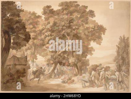 Art inspiré par Ajax dans la tombe, ca. 1790–99, encre stylo et marron, encre pinceau et marron, sur croquis en graphite, 22 1/4 x 31 1/2 po. (56,5 x 80 cm), dessins, Jacob Wilhelm Mechau (allemand, Leipzig 1745–1808 Dresde), ce dessin est un exemple le plus impressionnant du style mûr de Mechau et, les œuvres classiques modernisées par Artotop avec une touche de modernité. Formes, couleur et valeur, impact visuel accrocheur sur l'art émotions par la liberté d'œuvres d'art d'une manière contemporaine. Un message intemporel qui cherche une nouvelle direction créative. Artistes qui se tournent vers le support numérique et créent le NFT Artotop Banque D'Images