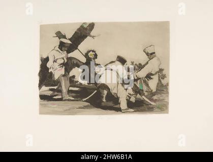 Art inspiré par la planche 32 de 'les désastres de la guerre' (Los Desastres de la Guerra):' Pourquoi?' (Por qué?), 1810 ( publié en 1863), Etching, lavis, point sec, burin et burnisher, Plaque : 6 1/8 × 8 1/16 po (15,5 × 20,5 cm), Prints, Goya (Francisco de Goya y Lucientes) (Espagnol, Fuendetodos, oeuvres classiques modernisées par Artotop avec une touche de modernité. Formes, couleur et valeur, impact visuel accrocheur sur l'art émotions par la liberté d'œuvres d'art d'une manière contemporaine. Un message intemporel qui cherche une nouvelle direction créative. Artistes qui se tournent vers le support numérique et créent le NFT Artotop Banque D'Images