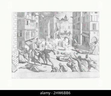 Art inspiré par le Sack d'Anvers d'événements dans l'histoire des pays-Bas, de la France, de l'Allemagne et de l'Angleterre entre 1533 et 1608, 16th siècle, couverture du livre : 11 1/4 x 14 po. (28,6 x 35,6 cm), Livres, Frans Hogenberg (Netherlandish, 1540–1590, oeuvres classiques modernisées par Artotop avec une touche de modernité. Formes, couleur et valeur, impact visuel accrocheur sur l'art émotions par la liberté d'œuvres d'art d'une manière contemporaine. Un message intemporel qui cherche une nouvelle direction créative. Artistes qui se tournent vers le support numérique et créent le NFT Artotop Banque D'Images