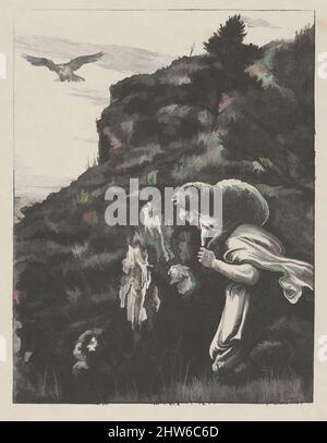 Art inspiré par le Sheep perdu (les paraboles de notre Seigneur et Sauveur Jésus-Christ), 1864, gravure en bois; preuve sur papier de l'Inde, image: 5 1/2 x 4 5/16 po. (13,9 x 10,9 cm), tirages, après Sir John Everett Millais (British, Southampton 1829–1896 London), il a fallu sept ans à Millais pour, œuvres classiques modernisées par Artotop avec une touche de modernité. Formes, couleur et valeur, impact visuel accrocheur sur l'art émotions par la liberté d'œuvres d'art d'une manière contemporaine. Un message intemporel qui cherche une nouvelle direction créative. Artistes qui se tournent vers le support numérique et créent le NFT Artotop Banque D'Images