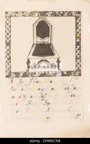 Art inspiré par la carte de commerce de Samuel Spencer, fabricant de meubles, fin 17th–début 18th siècle, gravure, feuille : 9 1/16 x 6 3/4 po. (23 x 17,2 cm), Prints, Samuel Spencer (anglais, fin 17th–début 18th siècle, œuvres classiques modernisées par Artotop avec une touche de modernité. Formes, couleur et valeur, impact visuel accrocheur sur l'art émotions par la liberté d'œuvres d'art d'une manière contemporaine. Un message intemporel qui cherche une nouvelle direction créative. Artistes qui se tournent vers le support numérique et créent le NFT Artotop Banque D'Images