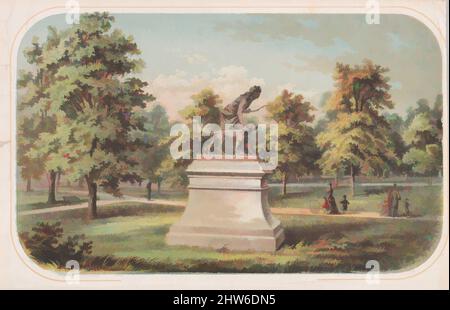 Art inspiré par Central Park, Statue de l'Indien Hunter, 1869, lithographie couleur main, image : 4 13/16 x 8 po. (12,3 x 20,3 cm), tirages, anonymes, américains, 19th siècle, Sculpté par John Quincy Adams Ward (American, Urbana, Ohio 1830–1910 New York), en 1869, un comité de public, des œuvres classiques modernisées par Artotop avec une touche de modernité. Formes, couleur et valeur, impact visuel accrocheur sur l'art émotions par la liberté d'œuvres d'art d'une manière contemporaine. Un message intemporel qui cherche une nouvelle direction créative. Artistes qui se tournent vers le support numérique et créent le NFT Artotop Banque D'Images