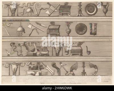 Art inspiré par Speculum Romanae Magnificatiae : instruments sacrificiels basés sur la Sculpture du relief antique, ca. 1550–75, gravure, feuille : 11 7/8 x 15 13/16 po. (30,1 x 40,2 cm), gravures, attribuées à Nicolas Beatrizet (français, Lunéville 1515–ca. 1566 Rome (?)), après Enea Vico (, les œuvres classiques modernisées par Artotop avec un peu de modernité. Formes, couleur et valeur, impact visuel accrocheur sur l'art émotions par la liberté d'œuvres d'art d'une manière contemporaine. Un message intemporel qui cherche une nouvelle direction créative. Artistes qui se tournent vers le support numérique et créent le NFT Artotop Banque D'Images