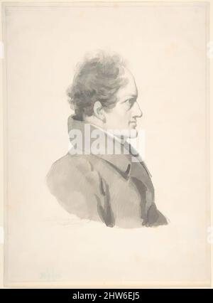 Art inspiré par Portrait of Alois Senefelder, 1805–73, Graphite et lavage gris. Ligne de cadrage en graphite, feuille : 9 1/16 x 6 5/8 po. (23 x 16,9 cm), dessins, Franz Xaver Winterhalter (allemand, Menzenschwand 1805–1873 Francfort, œuvres classiques modernisées par Artotop avec une touche de modernité. Formes, couleur et valeur, impact visuel accrocheur sur l'art émotions par la liberté d'œuvres d'art d'une manière contemporaine. Un message intemporel qui cherche une nouvelle direction créative. Artistes qui se tournent vers le support numérique et créent le NFT Artotop Banque D'Images