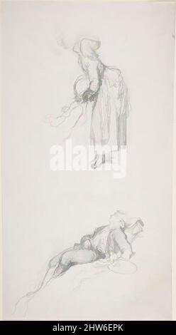 Art inspiré par l'étude d'une femme debout avec un homme assis; étude d'un artiste au repos, 1830–80, Graphite, feuille: 12 1/2 x 6 11/16 po. (31,7 x 17 cm), dessins, François-Claudius compte-Calix (français, Lyon 1813–1880 Chazay d'Azergues, oeuvres classiques modernisées par Artotop avec un peu de modernité. Formes, couleur et valeur, impact visuel accrocheur sur l'art émotions par la liberté d'œuvres d'art d'une manière contemporaine. Un message intemporel qui cherche une nouvelle direction créative. Artistes qui se tournent vers le support numérique et créent le NFT Artotop Banque D'Images