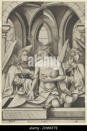 Art inspiré par le Christ comme l'Homme des Sorrows entre deux Anges, ca. 1500, gravure, feuille : 10 5/8 × 7 5/16 po. (27 × 18,5 cm), Prints, Israël van Meckenem (allemand, Meckenem ca. 1440/45–1503 Bocholt, œuvres classiques modernisées par Artotop avec une touche de modernité. Formes, couleur et valeur, impact visuel accrocheur sur l'art émotions par la liberté d'œuvres d'art d'une manière contemporaine. Un message intemporel qui cherche une nouvelle direction créative. Artistes qui se tournent vers le support numérique et créent le NFT Artotop Banque D'Images