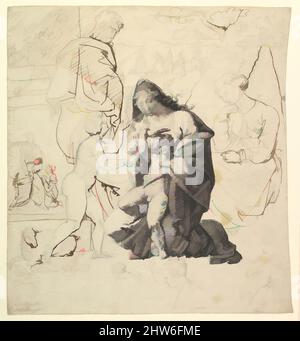 Art inspiré par la Sainte famille avec Saint Anne et Saint John dans un paysage classique; verso: La Sainte famille avec Saint Anne et Saint John, fin 18th–19th siècle, stylo et encre noire et brune; verso: Stylo et encre noire, sur un croquis en graphite, feuille: 19 13/16 x 18 5/16 po (50,4, œuvres classiques modernisées par Artotop avec une touche de modernité. Formes, couleur et valeur, impact visuel accrocheur sur l'art émotions par la liberté d'œuvres d'art d'une manière contemporaine. Un message intemporel qui cherche une nouvelle direction créative. Artistes qui se tournent vers le support numérique et créent le NFT Artotop Banque D'Images