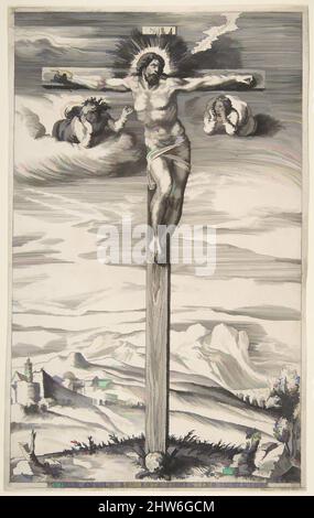 Art inspiré par Crucifixion avec deux Anges, env. 1540, gravure et gravure, feuille : 12 1/16 x 7 11/16 po. (30,6 x 19,6 cm), Prints, Giulio Bonasone (italien, active Rome et Bologne, 1531–après 1576), d'après Michel-Ange Buonarroti (italien, Caprese 1475–1564 Rome, oeuvres classiques modernisées par Artotop avec une touche de modernité. Formes, couleur et valeur, impact visuel accrocheur sur l'art émotions par la liberté d'œuvres d'art d'une manière contemporaine. Un message intemporel qui cherche une nouvelle direction créative. Artistes qui se tournent vers le support numérique et créent le NFT Artotop Banque D'Images