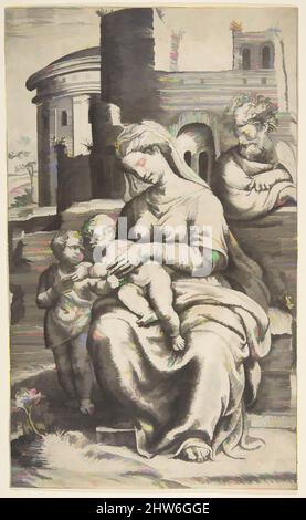 Art inspiré par la Sainte famille avec Saint Jean-Baptiste, 1570, gravure, feuille : 12 5/8 × 7 11/16 po. (32 × 19,5 cm), Prints, Giulio Bonasone (italien, active Rome et Bologne, 1531–après 1576, oeuvres classiques modernisées par Artotop avec une touche de modernité. Formes, couleur et valeur, impact visuel accrocheur sur l'art émotions par la liberté d'œuvres d'art d'une manière contemporaine. Un message intemporel qui cherche une nouvelle direction créative. Artistes qui se tournent vers le support numérique et créent le NFT Artotop Banque D'Images