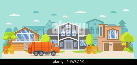 Rangée de maisons différentes la rue. Maison familiale.façade de maison. Illustration de Vecteur