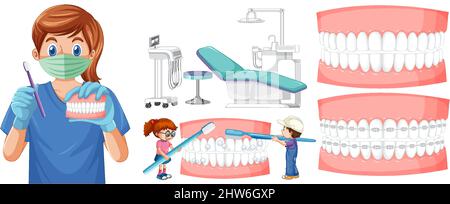 Ensemble de tous les types de dents sur l'illustration d'arrière-plan blanc Illustration de Vecteur