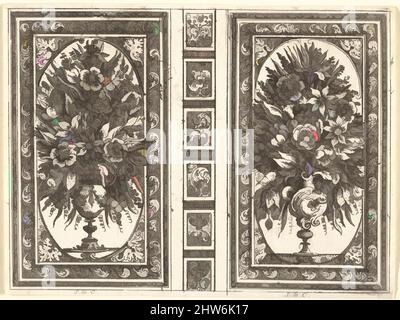 Art inspiré par la couverture de livre (deux vases de fleur), 1656, gravure; deuxième état de deux, feuille: 4 1/8 x 5 1/2 po. (10,5 x 14 cm), Prints, Sébastien Leclerc I (Français, Metz 1637–1714 Paris, oeuvres classiques modernisées par Artotop avec une touche de modernité. Formes, couleur et valeur, impact visuel accrocheur sur l'art émotions par la liberté d'œuvres d'art d'une manière contemporaine. Un message intemporel qui cherche une nouvelle direction créative. Artistes qui se tournent vers le support numérique et créent le NFT Artotop Banque D'Images