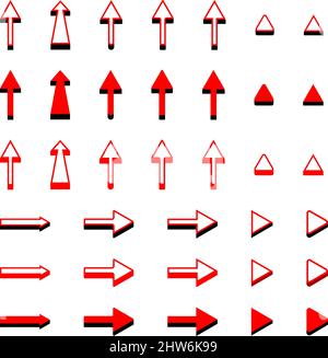 ensemble de flèches en noir et rouge sur fond blanc Banque D'Images