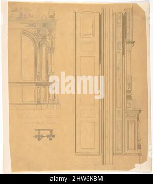 Art inspiré par Bookcase of Cabinet Design, 19th Century, encre sur papier à tracer, Anonyme, British, 19th Century, œuvres classiques modernisées par Artotop avec une touche de modernité. Formes, couleur et valeur, impact visuel accrocheur sur l'art émotions par la liberté d'œuvres d'art d'une manière contemporaine. Un message intemporel qui cherche une nouvelle direction créative. Artistes qui se tournent vers le support numérique et créent le NFT Artotop Banque D'Images