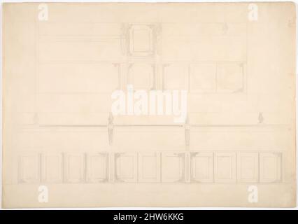 Art inspiré par Paneling et bancs (Verso: Croquis d'un bureau), ca. 1830, Graphite, feuille : 8 11/16 x 12 3/8 po. (22 x 31,4 cm), Anonyme, Britannique, 19th siècle, oeuvres classiques modernisées par Artotop avec un peu de modernité. Formes, couleur et valeur, impact visuel accrocheur sur l'art émotions par la liberté d'œuvres d'art d'une manière contemporaine. Un message intemporel qui cherche une nouvelle direction créative. Artistes qui se tournent vers le support numérique et créent le NFT Artotop Banque D'Images