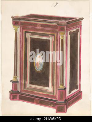 Art inspiré par Cabinet Design, 19th Century, encre et aquarelle, feuille: 5 13/16 x 4 5/8 po. (14,7 x 11,7 cm), Anonyme, Britannique, 19th siècle, oeuvres classiques modernisées par Artotop avec un peu de modernité. Formes, couleur et valeur, impact visuel accrocheur sur l'art émotions par la liberté d'œuvres d'art d'une manière contemporaine. Un message intemporel qui cherche une nouvelle direction créative. Artistes qui se tournent vers le support numérique et créent le NFT Artotop Banque D'Images