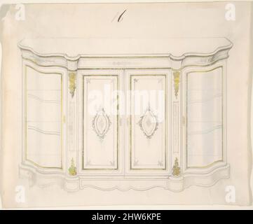 Art inspiré par Cabinet Design, 19th Century, encre et aquarelle, feuille: 5 3/8 x 6 7/16 po. (13,6 x 16,3 cm), Anonyme, Britannique, 19th siècle, oeuvres classiques modernisées par Artotop avec un peu de modernité. Formes, couleur et valeur, impact visuel accrocheur sur l'art émotions par la liberté d'œuvres d'art d'une manière contemporaine. Un message intemporel qui cherche une nouvelle direction créative. Artistes qui se tournent vers le support numérique et créent le NFT Artotop Banque D'Images