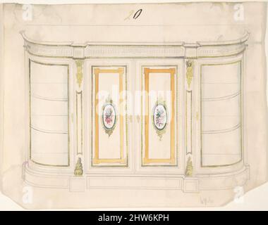 Art inspiré par Cabinet Design, 19th Century, encre et aquarelle, feuille: 4 15/16 x 6 5/16 po. (12,6 x 16,1 cm), Anonyme, Britannique, 19th siècle, oeuvres classiques modernisées par Artotop avec un peu de modernité. Formes, couleur et valeur, impact visuel accrocheur sur l'art émotions par la liberté d'œuvres d'art d'une manière contemporaine. Un message intemporel qui cherche une nouvelle direction créative. Artistes qui se tournent vers le support numérique et créent le NFT Artotop Banque D'Images