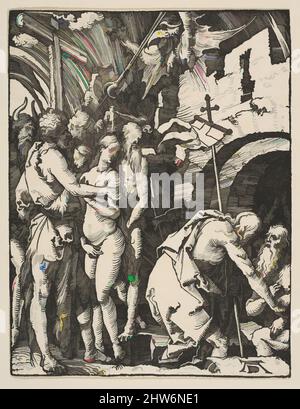 Art inspiré par le Christ dans Limbo, de la petite passion, ca. 1509, coupe de bois, feuille : 5 x 3 13/16 po. (12,7 x 9,7 cm), Prints, Albrecht Dürer (allemand, Nuremberg 1471–1528 Nuremberg, œuvres classiques modernisées par Artotop avec une touche de modernité. Formes, couleur et valeur, impact visuel accrocheur sur l'art émotions par la liberté d'œuvres d'art d'une manière contemporaine. Un message intemporel qui cherche une nouvelle direction créative. Artistes qui se tournent vers le support numérique et créent le NFT Artotop Banque D'Images