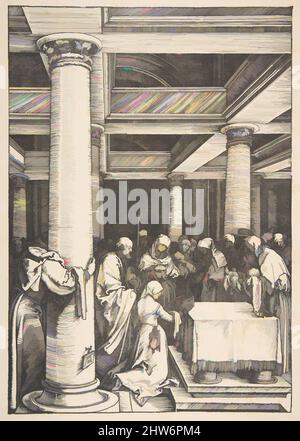 Art inspiré par la présentation dans le Temple, de la vie de la Vierge, ca. 1505, coupe de bois, feuille : 17 3/8 x 12 1/16 po. (44,2 x 30,6 cm), Prints, Albrecht Dürer (allemand, Nuremberg 1471–1528 Nuremberg, œuvres classiques modernisées par Artotop avec une touche de modernité. Formes, couleur et valeur, impact visuel accrocheur sur l'art émotions par la liberté d'œuvres d'art d'une manière contemporaine. Un message intemporel qui cherche une nouvelle direction créative. Artistes qui se tournent vers le support numérique et créent le NFT Artotop Banque D'Images