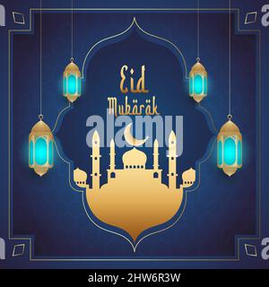EID mubarak, heureux Eid al adha, Eid al fitr calligraphie carte de vœux affiche bannière conception vectorielle Illustration de Vecteur