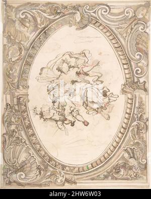 Art inspiré par Design pour un plafond avec l'Allegory of Dawn, CA. 1640–1700, stylo et encre brune, avec brosse et lavage brun et gris, sur les traces de sous-dessin graphite, feuille: 9 7/16 x 7 1/2 po. (24 x 19 cm), anonyme, italien, 17th siècle ou, anonyme, Français, 17th siècle, oeuvres classiques modernisées par Artotop avec une touche de modernité. Formes, couleur et valeur, impact visuel accrocheur sur l'art émotions par la liberté d'œuvres d'art d'une manière contemporaine. Un message intemporel qui cherche une nouvelle direction créative. Artistes qui se tournent vers le support numérique et créent le NFT Artotop Banque D'Images