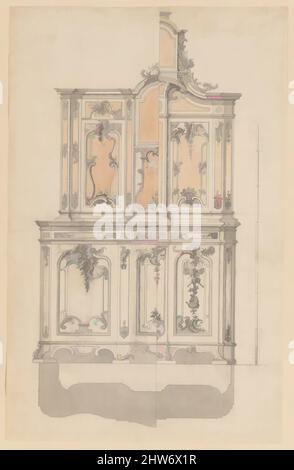 Art inspiré par la conception d'une armoire avec une alternative pour le côté droit, env. 1730–60, stylo et encre avec lavage gris et rouge, 14 x 8 7/8 po. (35,6 x 22,6 cm), Anonyme, Français, 18th siècle, oeuvres classiques modernisées par Artotop avec une touche de modernité. Formes, couleur et valeur, impact visuel accrocheur sur l'art émotions par la liberté d'œuvres d'art d'une manière contemporaine. Un message intemporel qui cherche une nouvelle direction créative. Artistes qui se tournent vers le support numérique et créent le NFT Artotop Banque D'Images