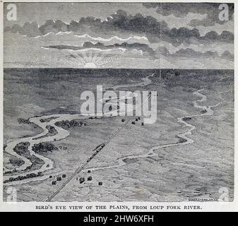 VUE PANORAMIQUE SUR LES PLAINES, DE LA RIVIÈRE LOUP FORK du livre le nouveau guide touristique et de la côte du Pacifique de Crofutt : contenant une description condensée et authentique de plus de mille deux cents villes, villages, stations, fort et camps gouvernementaux, montagnes, lacs, rivières, soufre, Soda et sources d'eau chaude, paysages, points d'eau, et stations d'été : où chercher et chasser le buffle, l'antilope, le cerf et d'autres jeux; pêche à la truite, etc. En fait, pour vous dire ce qui vaut la peine de voir--où le voir--où aller--comment y aller- Et avec qui s'arrêter en passant au-dessus de l'Uni Banque D'Images