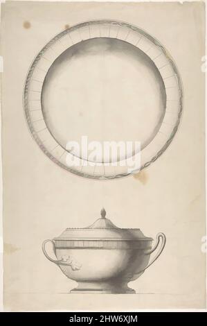 Art inspiré par un plat couvert avec plateau, 1800–1900, stylo et lavage, 16 x 9-1/2 po, dessins, Anonyme, italien, 19th siècle, Œuvres classiques modernisées par Artotop avec une touche de modernité. Formes, couleur et valeur, impact visuel accrocheur sur l'art émotions par la liberté d'œuvres d'art d'une manière contemporaine. Un message intemporel qui cherche une nouvelle direction créative. Artistes qui se tournent vers le support numérique et créent le NFT Artotop Banque D'Images