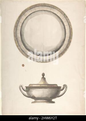 Art inspiré par plat couvert avec plateau, 19th Century, stylo et lavage, 16 x 9-1/2 po, dessins, Anonyme, italien, 19th siècle, Œuvres classiques modernisées par Artotop avec une touche de modernité. Formes, couleur et valeur, impact visuel accrocheur sur l'art émotions par la liberté d'œuvres d'art d'une manière contemporaine. Un message intemporel qui cherche une nouvelle direction créative. Artistes qui se tournent vers le support numérique et créent le NFT Artotop Banque D'Images