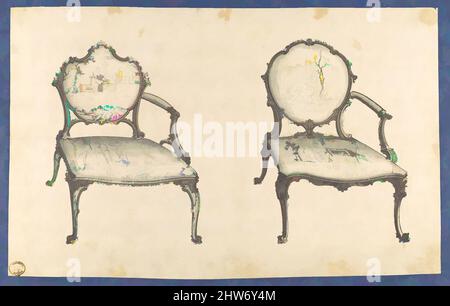 Art inspiré par deux chaires françaises, dans Chippendale dessins, vol. I, ca. 1753–54, encre noire et lavage gris, feuille : 8 1/4 x 13 3/16 po. (21 x 33,5 cm), Thomas Chippendale (britannique, baptisé Otley, West Yorkshire 1718–1779 Londres, œuvres classiques modernisées par Artotop avec une touche de modernité. Formes, couleur et valeur, impact visuel accrocheur sur l'art émotions par la liberté d'œuvres d'art d'une manière contemporaine. Un message intemporel qui cherche une nouvelle direction créative. Artistes qui se tournent vers le support numérique et créent le NFT Artotop Banque D'Images