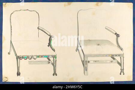 Art inspiré par deux chaires françaises, dans Chippendale dessins, vol. I, ca. 1753–54, encre noire et lavage gris, feuille : 7 7/8 x 12 7/8 po. (20 x 32,7 cm), Thomas Chippendale (britannique, baptisé Otley, West Yorkshire 1718–1779 Londres, œuvres classiques modernisées par Artotop avec une touche de modernité. Formes, couleur et valeur, impact visuel accrocheur sur l'art émotions par la liberté d'œuvres d'art d'une manière contemporaine. Un message intemporel qui cherche une nouvelle direction créative. Artistes qui se tournent vers le support numérique et créent le NFT Artotop Banque D'Images