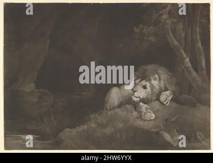 Art inspiré par le Lyon (Lion allongé près d'une piscine), 12 août 1776, Mezzotint; troisième état de trois, feuille (découpée à l'image): 9 7/8 x 13 13/16 po. (25 x 35,1 cm), Prints, George Townley Stubbs (British, Liverpool 1756–1815), d'après George Stubbs (British, Liverpool 1724–1806 London, les œuvres classiques modernisées par Artotop avec une touche de modernité. Formes, couleur et valeur, impact visuel accrocheur sur l'art émotions par la liberté d'œuvres d'art d'une manière contemporaine. Un message intemporel qui cherche une nouvelle direction créative. Artistes qui se tournent vers le support numérique et créent le NFT Artotop Banque D'Images