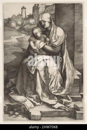 Art inspiré par la Vierge à l'enfant assis près du mur, 1514, gravure, feuille : 6 po. × 4 1/8 po (15,2 × 10,4 cm), Prints, Albrecht Dürer (allemand, Nuremberg 1471–1528 Nuremberg, œuvres classiques modernisées par Artotop avec une touche de modernité. Formes, couleur et valeur, impact visuel accrocheur sur l'art émotions par la liberté d'œuvres d'art d'une manière contemporaine. Un message intemporel qui cherche une nouvelle direction créative. Artistes qui se tournent vers le support numérique et créent le NFT Artotop Banque D'Images