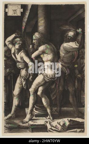 Art inspiré par la flagellation, de la passion, 1512, gravure, feuille : 4 3/4 × 3 1/16 po. (12 × 7,7 cm), Prints, Albrecht Dürer (allemand, Nuremberg 1471–1528 Nuremberg, œuvres classiques modernisées par Artotop avec une touche de modernité. Formes, couleur et valeur, impact visuel accrocheur sur l'art émotions par la liberté d'œuvres d'art d'une manière contemporaine. Un message intemporel qui cherche une nouvelle direction créative. Artistes qui se tournent vers le support numérique et créent le NFT Artotop Banque D'Images